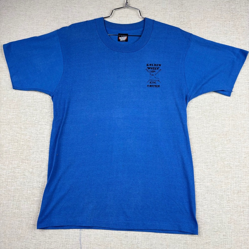 Vintage 80s Screen Stars Newquay Rowing Club Welly Crew T-Shirt Blue Large USA